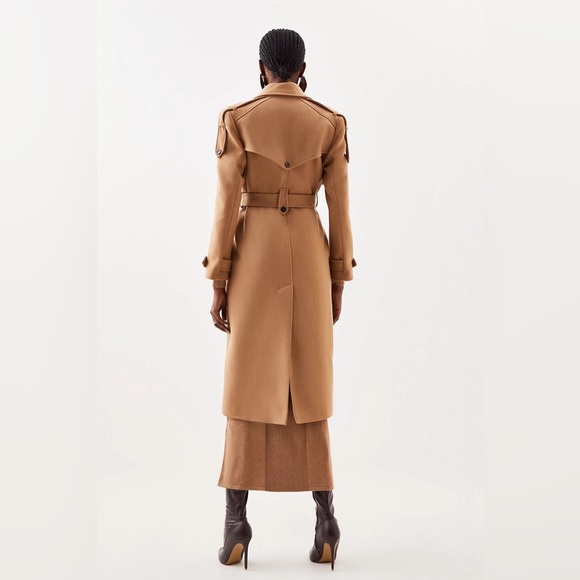 NWT Karen Millen Italian Manteco Wool Blend Self Tie Belted Trench Coat - Picture 3 of 13